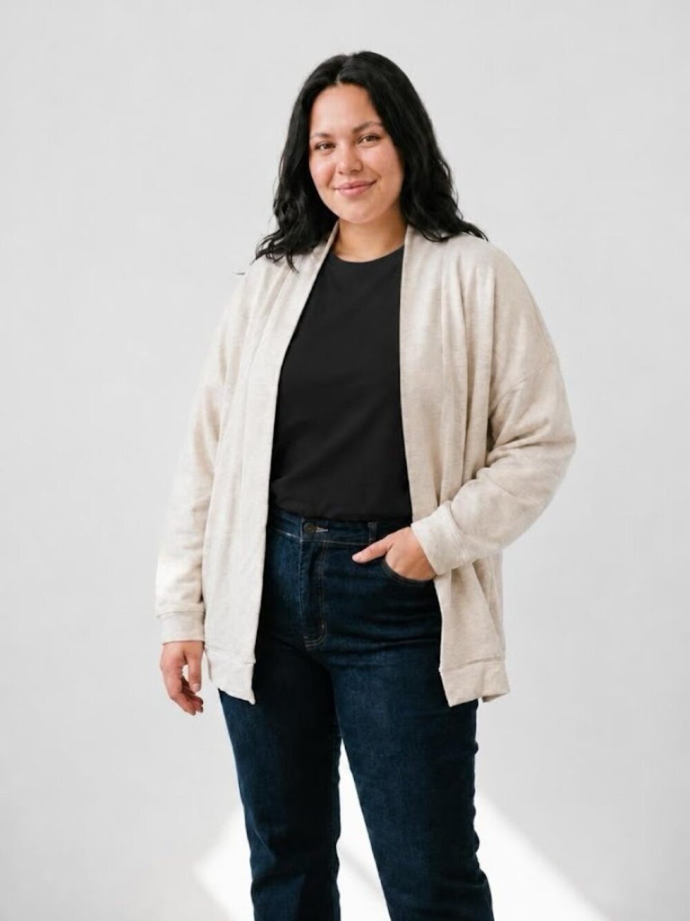 Hanes Originals Womens Plus Size 3X Soft Brushed Fleece Open Front Cardigan Whea